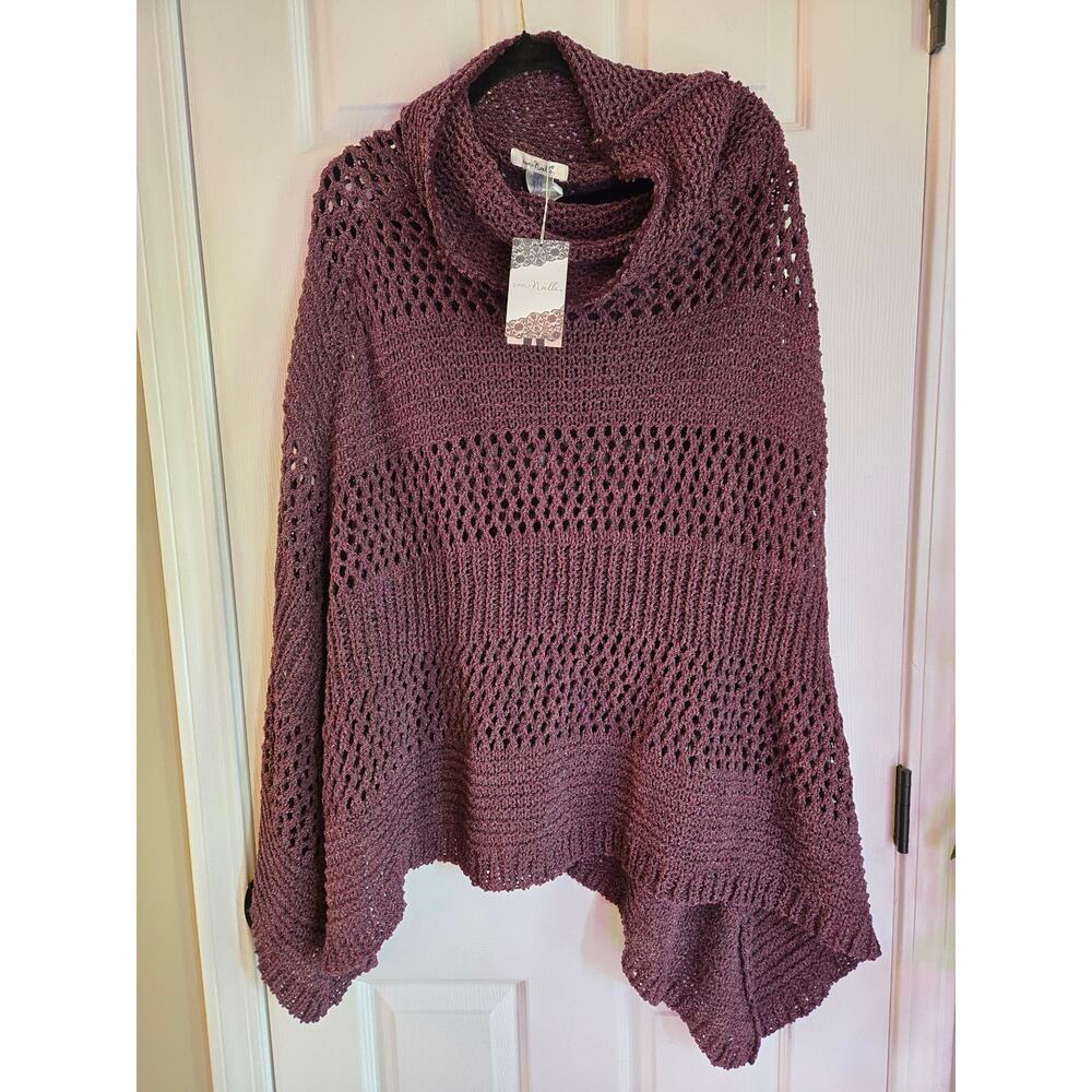 Simply Noelle Burgundy Crochet Poncho NWT One Size - Picture 1 of 9